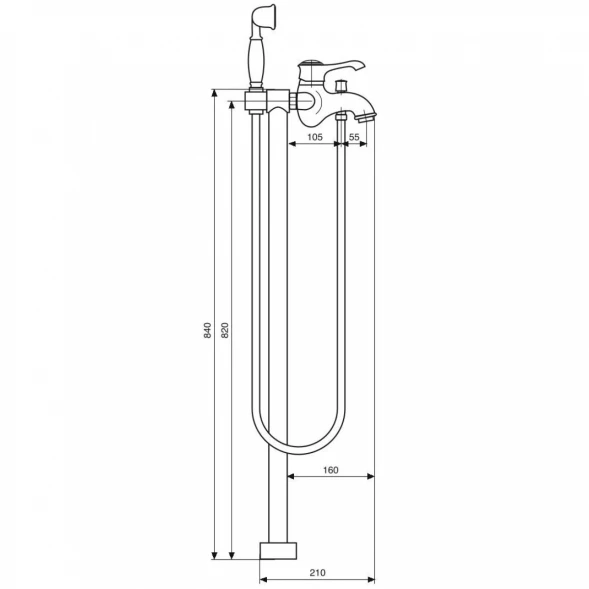 Смеситель напольный для ванны Emmevi Tiffany 600128/BR бронза