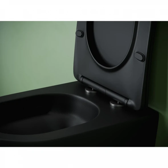 Унитаз подвесной Ceramica Nova Uno CN11001TMB безободковый, торнадо, с сиденьем микролифт, черный матовый