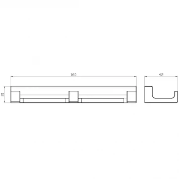Планка с крючками Wonzon & Woghand Eclipse WW-9135-BL для ванны, черный матовый