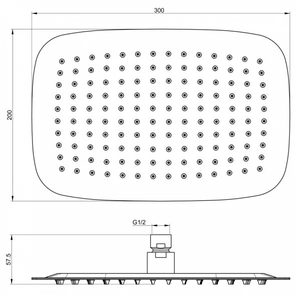 Верхний душ Wonzon &amp; Woghand WW-88DP03-CR 300x200 мм, хром