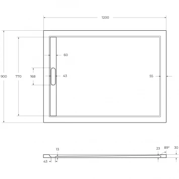 Душевой поддон из литьевого мрамора 120x90 см Cezares TRAY-AS-AH-120/90-30-NERO