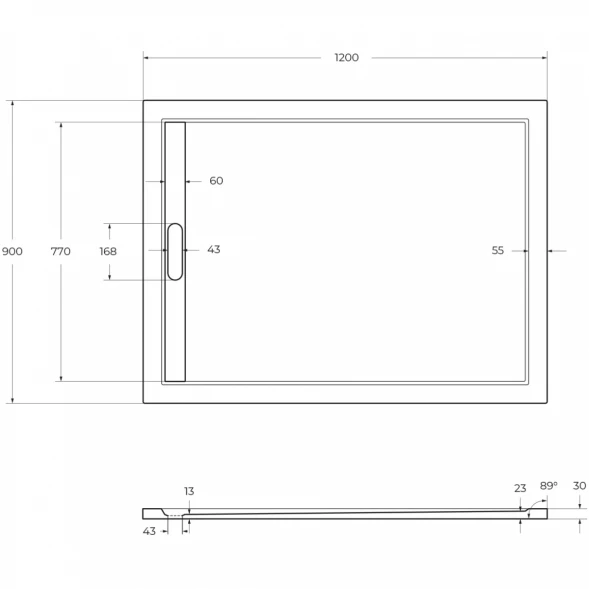 Душевой поддон из литьевого мрамора 120x90 см Cezares TRAY-AS-AH-120/90-30-NERO