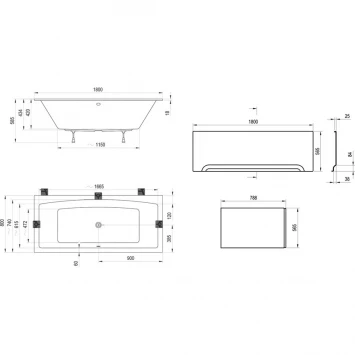 Акриловая ванна 180x80 см Ravak Formy 02 Slim C891300000