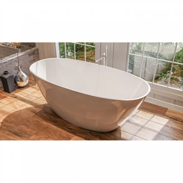 Ванна из литьевого мрамора Whitecross Onyx B 0205.160075.100 160x75 см, отдельностоящая, белый глянец