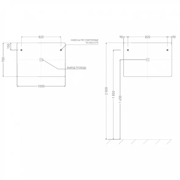 Зеркало 100x70 см Salini Ombra 27M011070BH