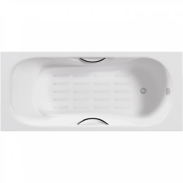 Ванна чугунная Delice Malibu DLR230629R-AS 160x75 см, с отверстиями под ручки, антискользящим покрытием, белый