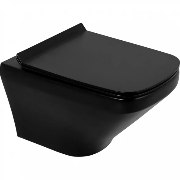 Комплект инсталляция с унитазом BelBagno Prospero BB3201CHR-MB/BB3201SC-MB/BB002-80/BB007-PR-NERO.M с кнопкой смыва,черный матовый + унитаз подвесной BelBagno Sela безободковый, с сиденьем микролифт, черный матовый
