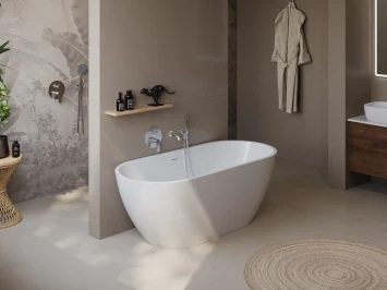 Акриловая ванна BelBagno Uno BB701-1600-730-K 160x73 см, отдельностоящая, белый