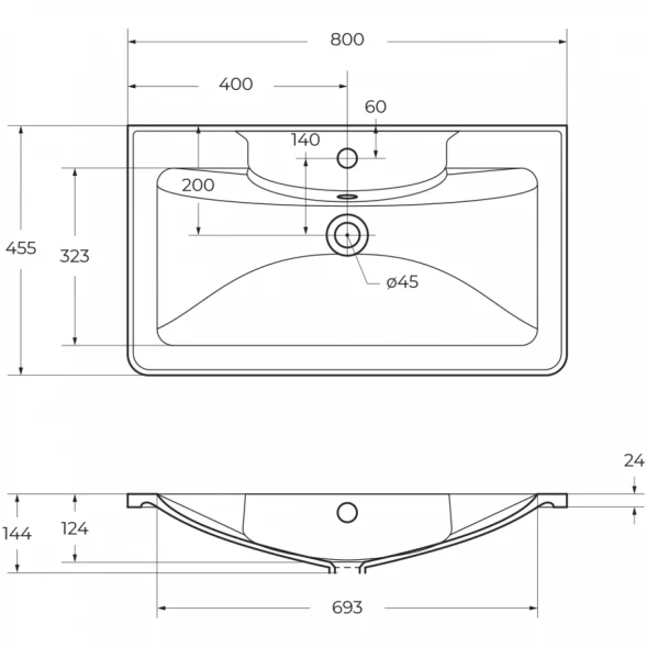 Раковина 80x45,5 см BelBagno BB800/455-LV-MR-ALR