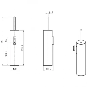 Ёршик Wonzon & Woghand WW-V4601-MB настенный, черный матовый
