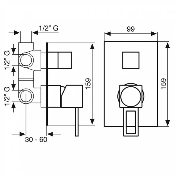 Смеситель для ванны Emmevi Gea 26029LA/CR встраиваемый, хром