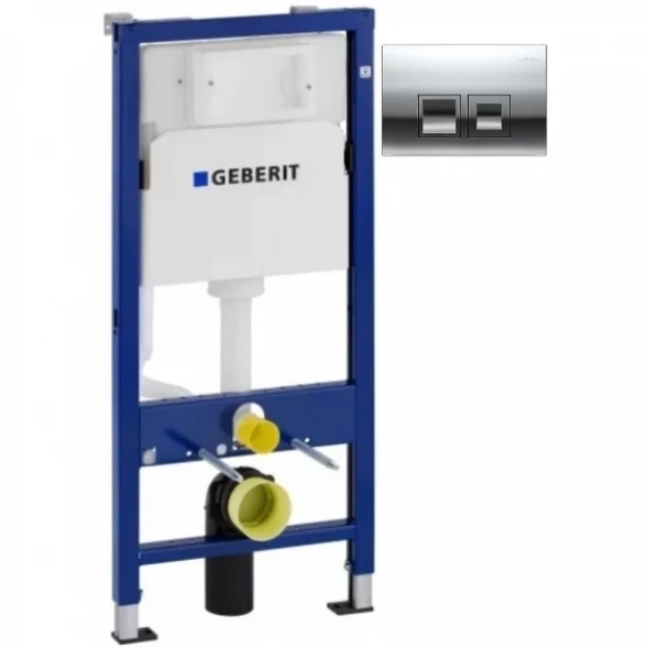 Инсталляция для унитаза Geberit DuofixBasic Delta50 458.103.00.1 + 115.135.21.1 с кнопкой смыва, хром
