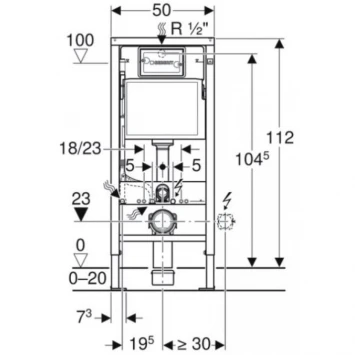 Инсталляция для унитаза Geberit DuofixBasic Delta50 458.103.00.1 + 115.135.21.1 с кнопкой смыва, хром