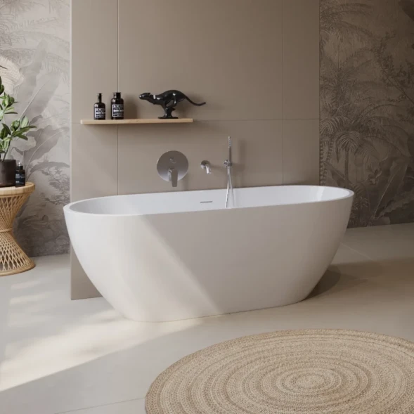 Акриловая ванна BelBagno Uno BB701-1500-730-K 150x73 см, отдельностоящая, белый