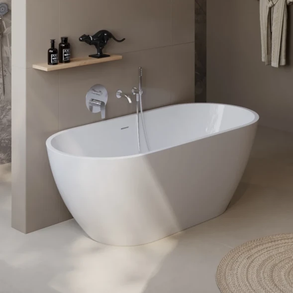Акриловая ванна BelBagno Uno BB701-1500-730-K 150x73 см, отдельностоящая, белый