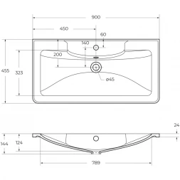 Раковина 90x45,5 см BelBagno BB900/455-LV-MR-ALR