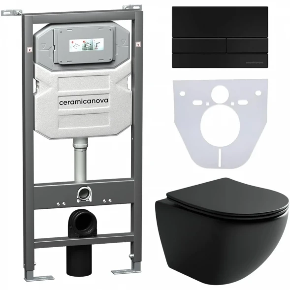 Комплект подвесной унитаз Ceramica Nova Metropol CN4002MB + система инсталляции Ceramica Nova Envision Flat CN1002B + CN1000