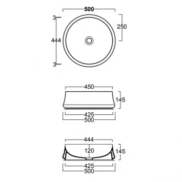 Раковина чаша 50x50 см Simas Sharp SH01bi*0