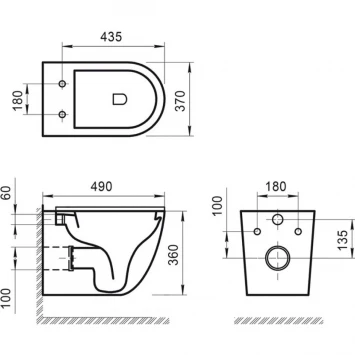 Комплект инсталляция с унитазом BelBagno Sfera BB046CHR/BB2111SC/BB002-80/BB014-SR-BIANCO с кнопкой смыва, белый + унитаз подвесной BelBagno Sfera-R безободковый, с сиденьем микролифт, белый