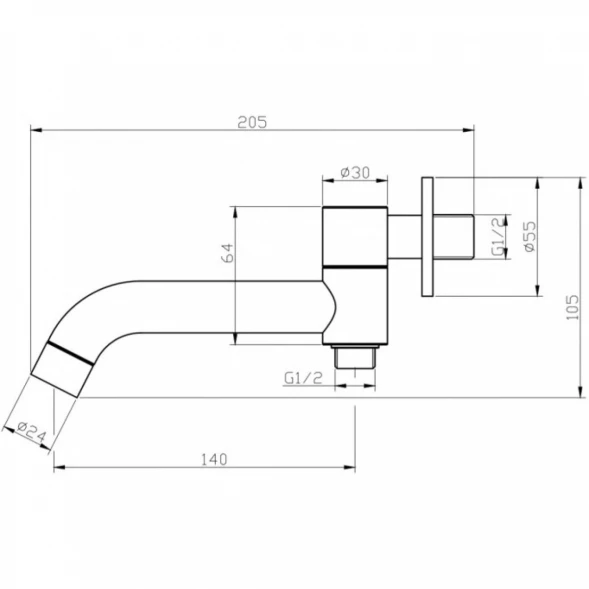 Излив для ванны 205 мм BelBagno Ancona ANCONA-BCA-CRM