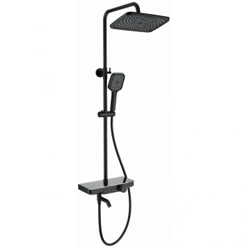 Душевая система Wonzon &amp; Woghand WW-B3099-A-MB 300x200 мм, с термостатом, черный матовый