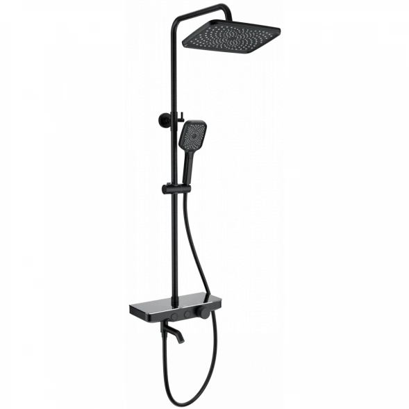 Душевая система Wonzon &amp; Woghand WW-B3099-A-MB 300x200 мм, с термостатом, черный матовый