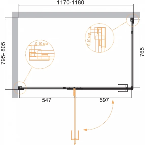 Душевой уголок 118x80 см Cezares BELLAGIO-AH-1-120/80-C-BORO прозрачное