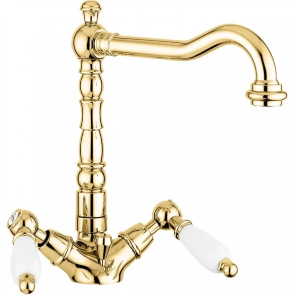 Смеситель для раковины Emmevi Deco Ceramic 121613/OR с донным клапаном, Золото