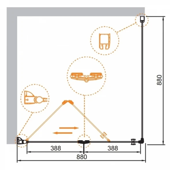 Душевой уголок Cezares Elena 90x90 см текстурное стекло ELENA-W-AS-1-90-P-Cr-L