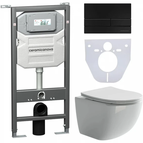 Комплект подвесной унитаз Ceramica Nova Forma CN3009 + система инсталляции Ceramica Nova Envision Flat CN1002B + CN100