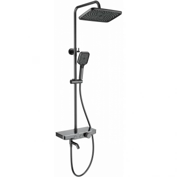Душевая система Wonzon &amp; Woghand WW-B3099-A-BGG 300x200 мм, с термостатом,  темный графит матовый