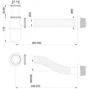Сифон для раковины Wonzon &amp; Woghand WW-88SS102-BG 1 1/4"-32, золотой матовый