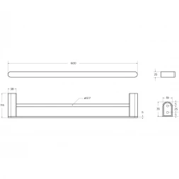 Полотенцедержатель Cezares Stylus STYLUS-THD-60-NOP 60 см, двойной, черный матовый