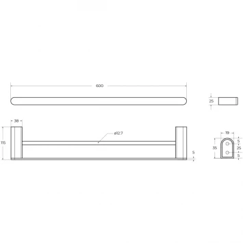 Полотенцедержатель Cezares Stylus STYLUS-THD-60-NOP 60 см, двойной, черный матовый