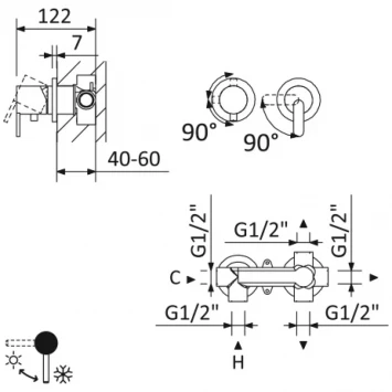 Смеситель для ванны Cezares Leaf LEAF-VDIM3-L-SR