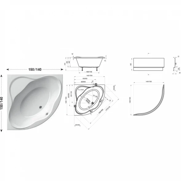 Акрилоая ванна NewDay PU PLUS 150x150 Ravak C681000000