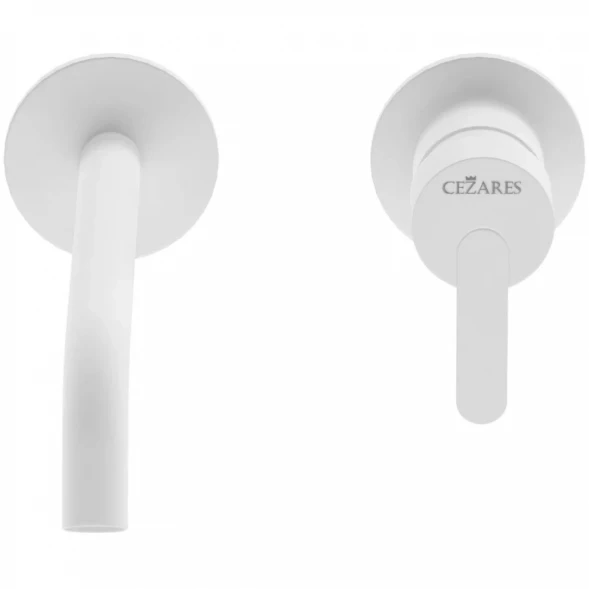 Смеситель для раковины Cezares Leaf LEAF-BLI2-BIO CoolStart, встраиваемый, с донным клапаном, белый матовый