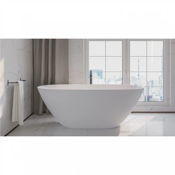 Ванна из литьевого мрамора Whitecross Onyx D 0207.160075.200 160x75 см, отдельностоящая, белый матовый