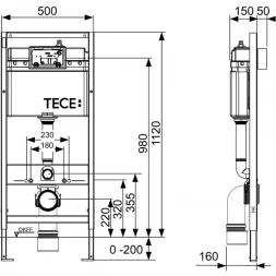 Инсталляция для унитаза Tece TECEnow черный матовый K440407 с кнопкой смыва, черный матовый