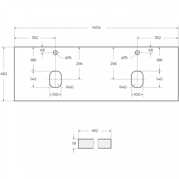 Столешница 140,4 см Bianco Opaco Belbagno Kraft EK-140-2-BO