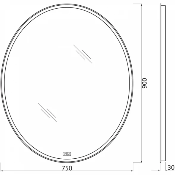 Зеркало 75x90 см BelBagno SPC-VST-750-900-LED-TCH-WARM