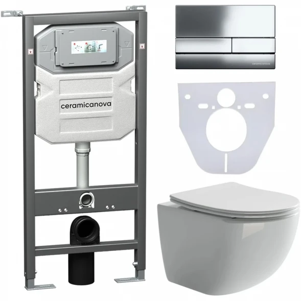 Комплект подвесной унитаз Ceramica Nova Forma CN3009 + система инсталляции Ceramica Nova Envision Flat CN1002CH + CN1000