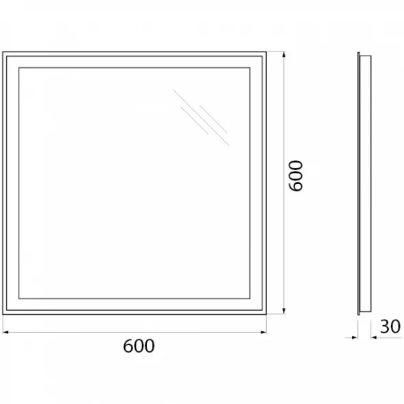 Зеркало 60x60 см BelBagno SPC-GRT-600-600-LED-BTN