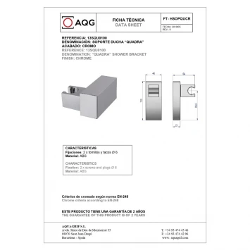 Смеситель для ванны AQG Delta 01DEL419CR с душевым гарнитуром, хром