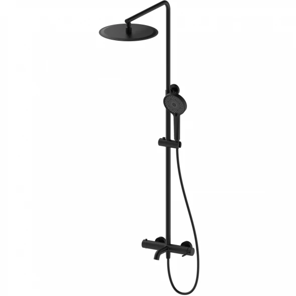 Душевая система Wonzon &amp; Woghand Stick WW-88739017-MB 300 мм, со смесителем, черный матовый