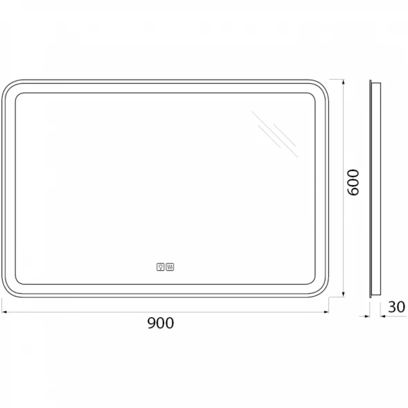 Зеркало 90x60 см BelBagno Marino SPC-MAR-900-600-LED-TCH-WARM