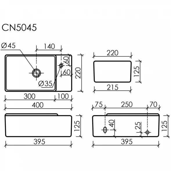 Раковина 40x22 см Ceramica Nova Element CN5045MB