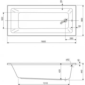 Акриловая ванна 180x80 см Cezares Plane solo mini PLANE SOLO MINI-180-80-42-W37