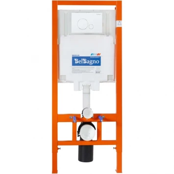 Комплект инсталляция с унитазом BelBagno Sfera BB8001CHR/SC/BB002-80/BB014-SR-BIANCO с кнопкой смыва, белый + унитаз подвесной BelBagno Tre безободковый, с сиденьем микролифт, белый