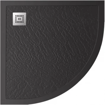 Душевой поддон BelBagno Uno TRAY-MR-UNO-R-90-550-35-NERO-CR 90x90 см, из литьевого мрамора, четверть круга, черный матовый